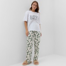 Новый год. Символ года. Змея. Пижама женская (футболка и брюки) KAFTAN "Змеи" размер 48-50
