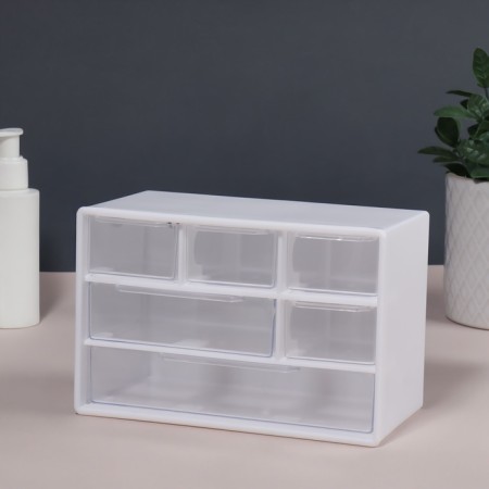 Organizer for storage, three -level, 6 sections, 18.2 × 11.9 × 9.8 cm, white/transparent color-4