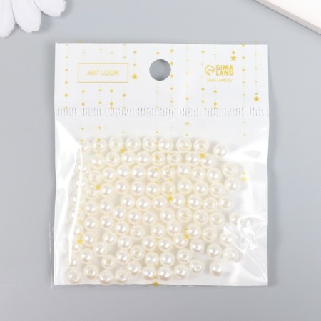 Beads for creativity plastic "Pearls" (set of 100 pcs) 0.6x0.6 cm-2