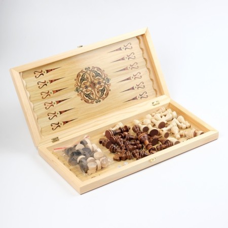 Board game 3 in 1 "Safari": chess, checkers, backgammon, wood, 50 x 50 cm-2