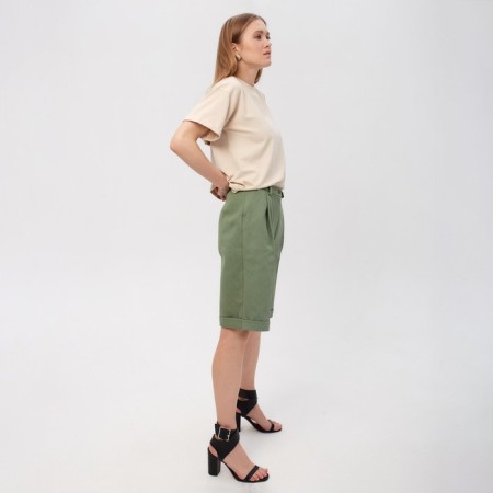 Shorts Women Bermuda Minaku: Enjoy, Olive Color, Rr. 42-1