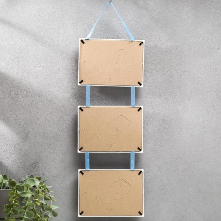 Triple photo frame on braid L-3 10x15 cm white (plastic screen)-2