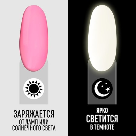 Glow gall Glow in the Dark, 3 phase, 8 ml, LED/UV, fluorescent, strawberry color (09)-1