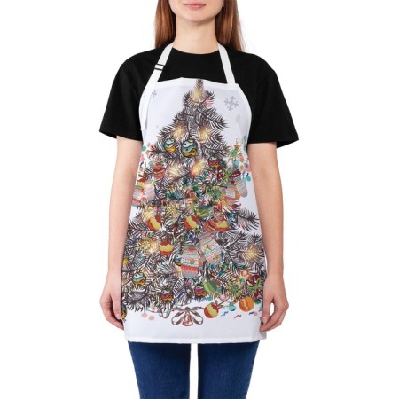 Apron kitchen with a photo print "Place for gifts", adjustable, size OS