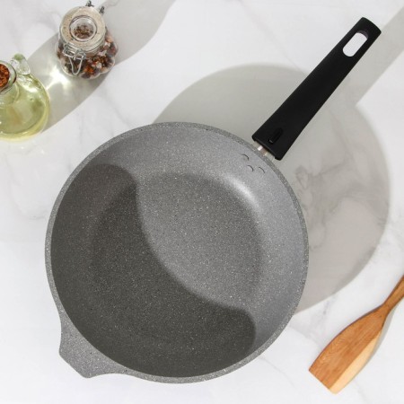 Pan, d = 24 cm, removable handle, glass cover, anti -stick coating, color light marble-1