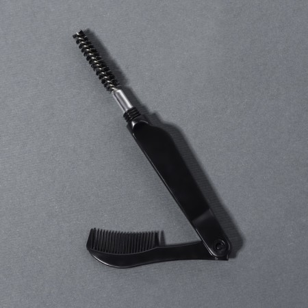 Brush for eyebrows and eyelashes, 10 cm, 2 in 1, black color-3