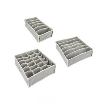 A set of 3 organizers for Kit clothing, in a drawer, color gray