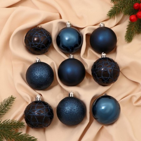 Set of balls plastic D-6 cm, 9 pcs "Aviva" blue
