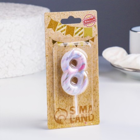 Candle in the “White Marble” cake, number “8”, 5.5 cm-1