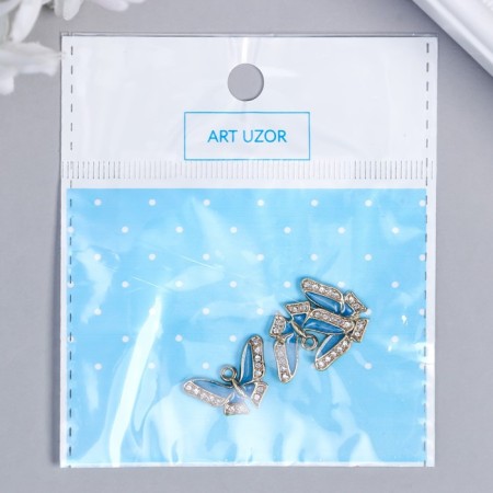 Decor for creativity Metal "Butterfly with blue wings" rhinestones 1.4x2 cm-3