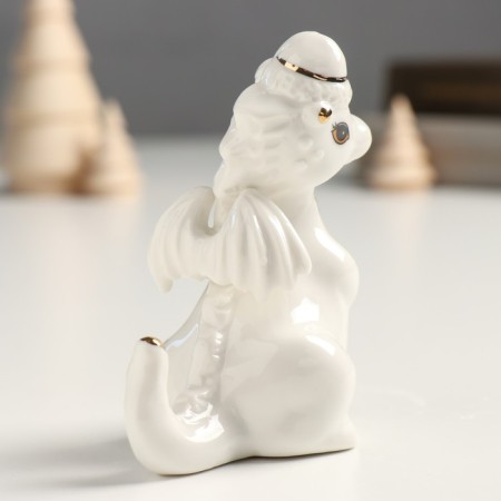 Souvenir Ceramics "Dragon in the New Year's cap" with a white-gold 5x7x9.5 cm-3