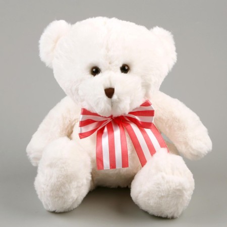 Soft toy "Bear", with a bow, 22 cm, white color