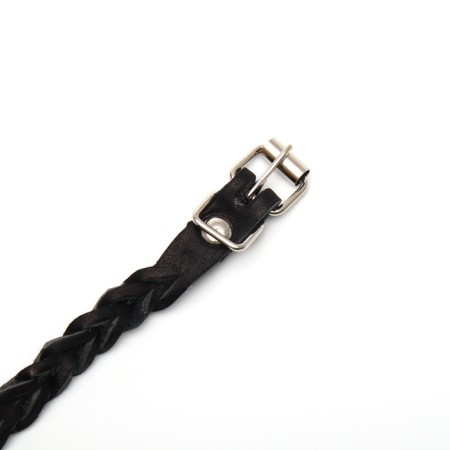 Collar leather wicker, 1.2 x 36 cm, Osh 20-30 cm, black-4