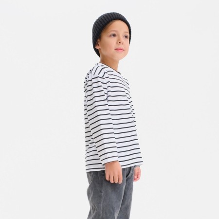 Longsliv children in strip KAFTAN, size 36 (134-140 cm), white/black color-2
