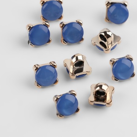 A set of buttons on the leg, d = 9 mm, 10 pcs, blue/gold color-1