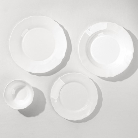 Set of table glass -ceramic louis XV, 16 objects, white color-1