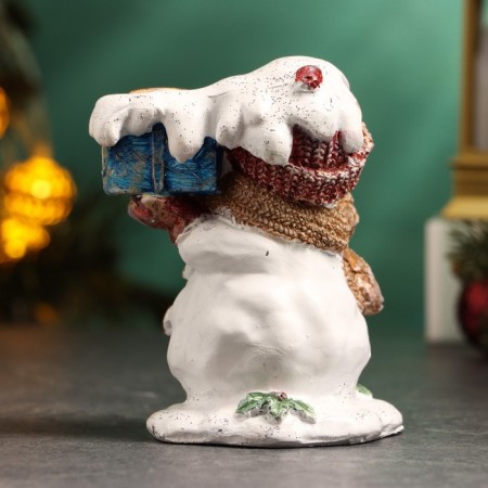 Snowman Snowman with a gift 12cm-3