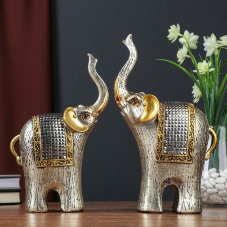Polystone souvenir "Two Elephants with Popone-Kalchuga" set 26.5x7.5x16.5 cm-2