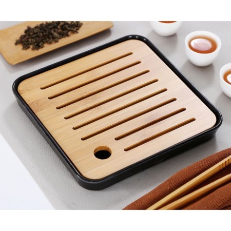 Tray for the tea ceremony, 20 x 20 x 2.5 cm, black tray-2