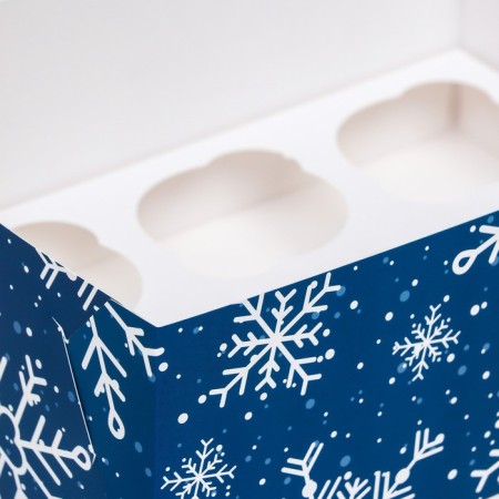 Packaging for 6 cupcakes with the window "Snowflakes", 25 x 17 x 10 cm-3
