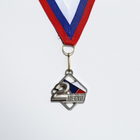 Prize medal 191, D = 4 cm. 2 place. Color: Silver. With a ribbon-2