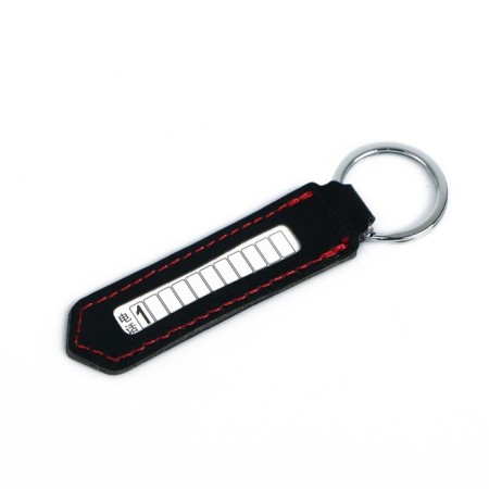 Keychain for keys with phone number, pu skin, black