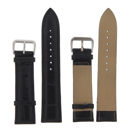 Watch strap, 22 mm, eco-leather, L-20 cm, black-1