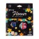 Pencils 24 colors in a cardboard box, hexagonal, wooden, flowers on a black mix