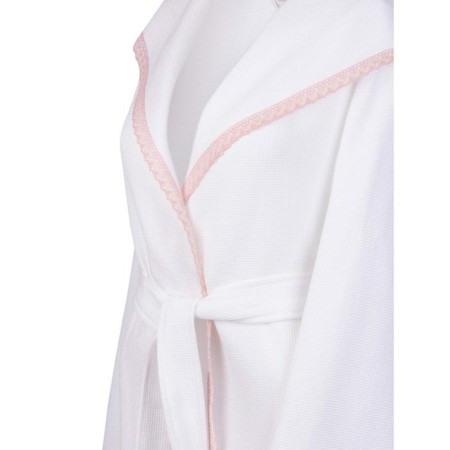 Wafel bathrobe with a hood "Celeste", size XL, white color-2