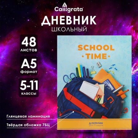 Diary for grades 5-11 "Back to school. Coat of arms", solid cover, glossy lamination, 48 sheets