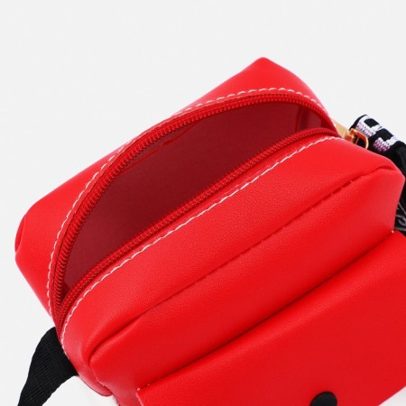 Baby bag on a long belt, external pocket, red color-2