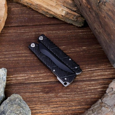 Bow Know "Master K", blade 7.3cm, black, hilt of scales with stripes of 8.5cm,-3