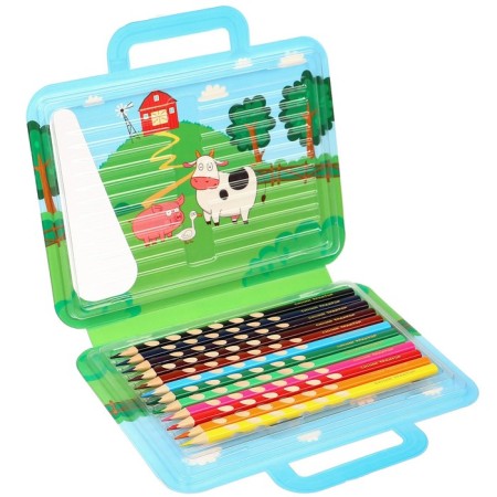 Colored pencils, 12 colors, trihedral, blue tractor-2
