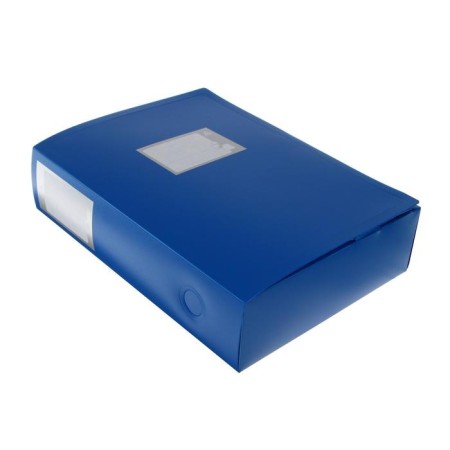 A4 archive folder, spine 80 mm, plastic, calligrata, cut fastener, blue, up to 700 sheets-1