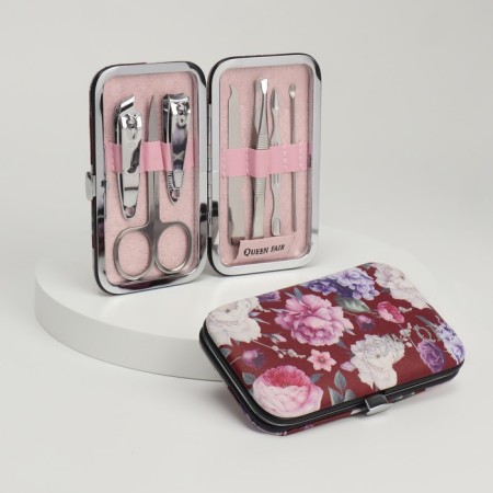 Manicure set of “Flower rapsia”, 7 items, in a case, multi -colored