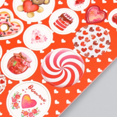 Decor for creativity cardboard "Chips and buttons. Red" 24 pcs 13x16.5cm-3