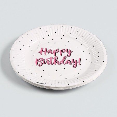 Disposable paper plate "Happy Birthday", peas, 18 cm-2