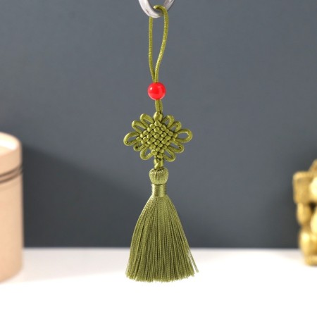 Textile suspension, plastic "Knot of happiness and infinity" olive 8.5 cm
