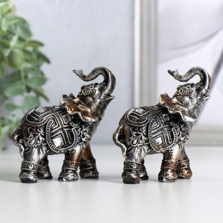 Polystone souvenir "Two Indian Elephants" set 2 pcs 8.3x7x3.5 cm