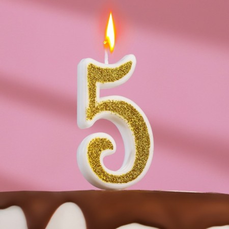 Candle for the cake "Squeezes" number 5, golden, 5.2 cm