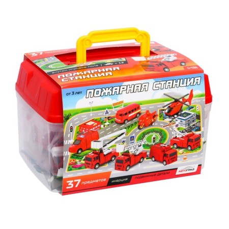 Set of game "Fire Station", cars 12 pieces, road signs, playing field-6