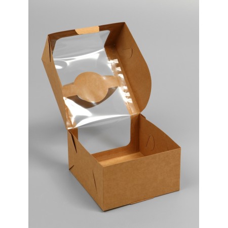 Box under the bento-port with a window, craft, 14 x 14 x 8 cm-3