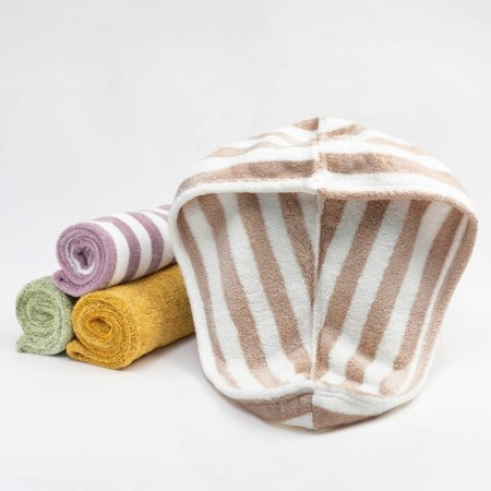 Chalma for drying hair Ethel "stripes", central violet, 65*25 cm, 100% p/e-4