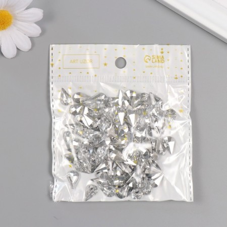 Decor for creativity Plastic "Rhubates drop. Silver" set of 100 pcs 0.8x1.3 cm-3