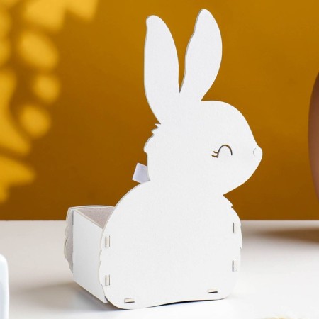 Kashpo wooden "Bunny" 13x7.5x22 cm white-1