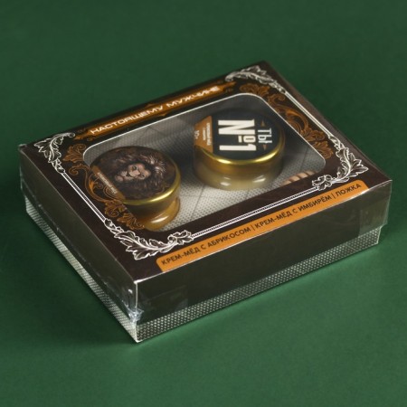 Set “Best Man”: Cream-Maid with Apricot and Ginger 60 g (2 pcs. X 30 g), spoon for honey-4