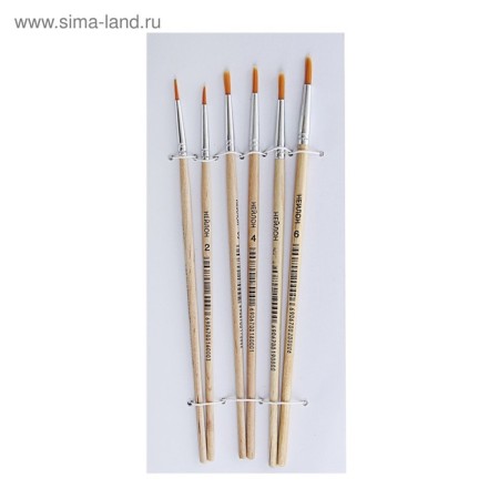 Set of brushes nylon 6 pieces: No. 1, 2, 3, 4, 5, 6, round-2