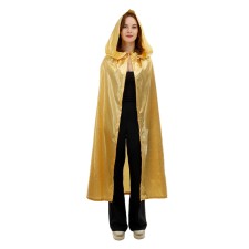 Carnival cloak adult, satin, color gold with curl length 120cm