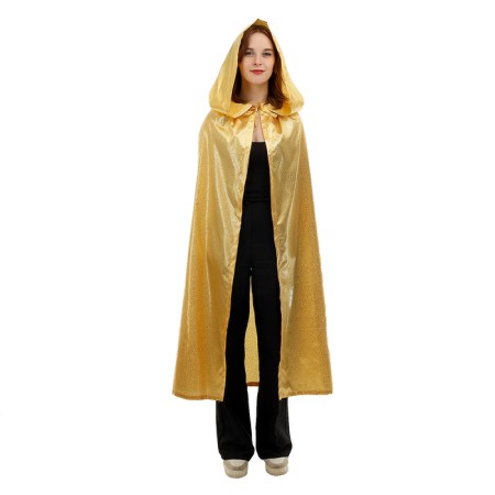Carnival cloak adult, satin, color gold with curl length 120cm