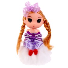 Blonde doll on white pompon, 14 cm
